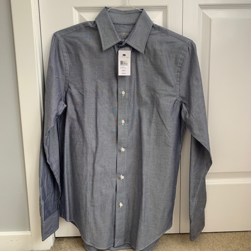 Club Monaco Navy Chambray Oxford Button Down